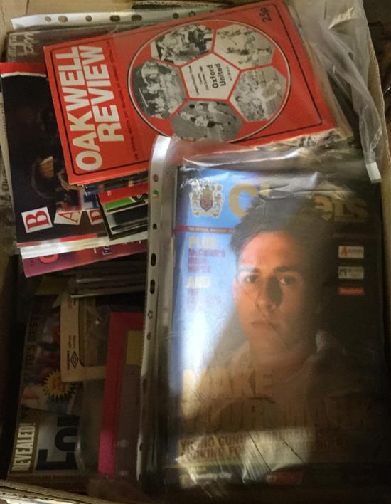 2 boxes of mixed football programmes
